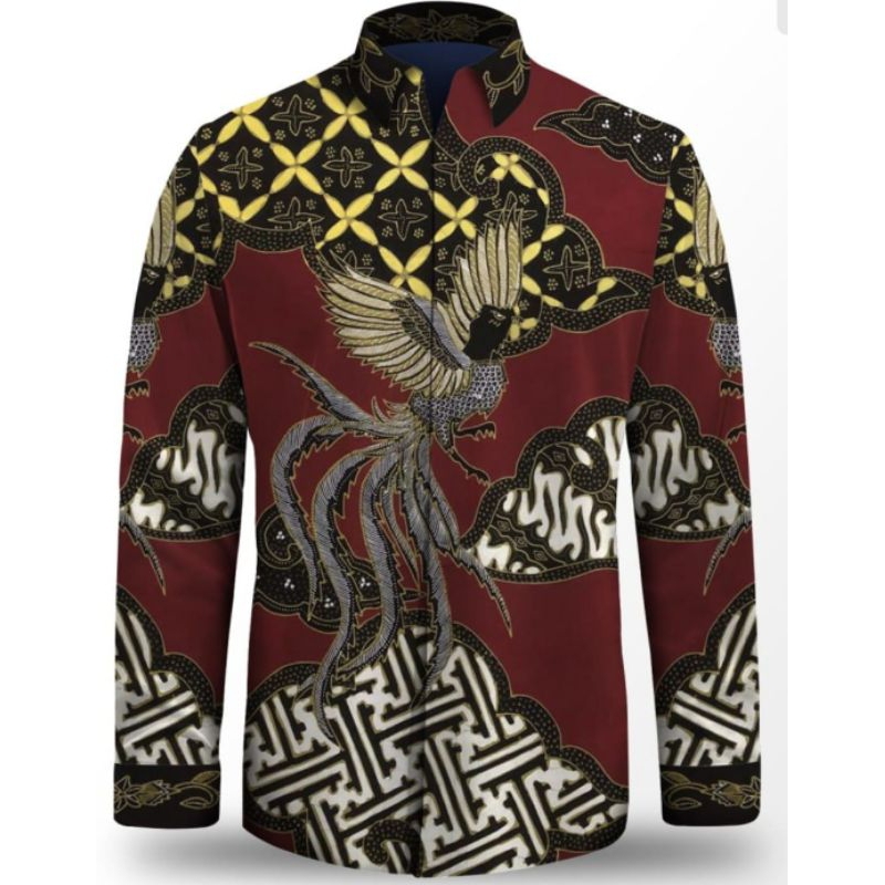 kain batik tulis pria bahan katun batik tulis asli batik warna merah. am