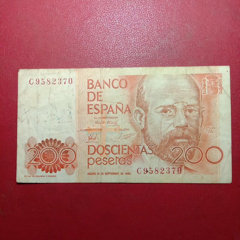 uang kertas Spanyol 200 Pesetas 1980