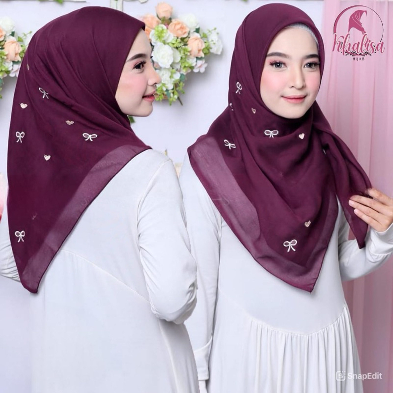Khalisa Hijab Segiempat Paris Motif Pita Kecil-Kecil Premium