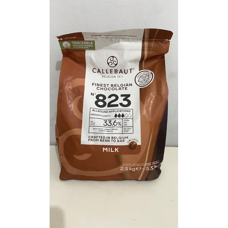 

CALLEBAUT 823 MILK CHOCOLATE CALLETS 2.5 KG COUVERTURE 33.6%