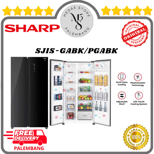 Kulkas  Sharp Side By Side 2 Pintu Kaca - SJIS61GABK/ SJIS71PGABK Side By Side Sharp