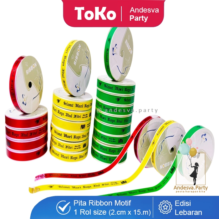 

Pita Ribbon Idul Fitri / Pita Roll Selamat Hari Raya Idul Fitri / Pita Parcel Lebaran / pita kado