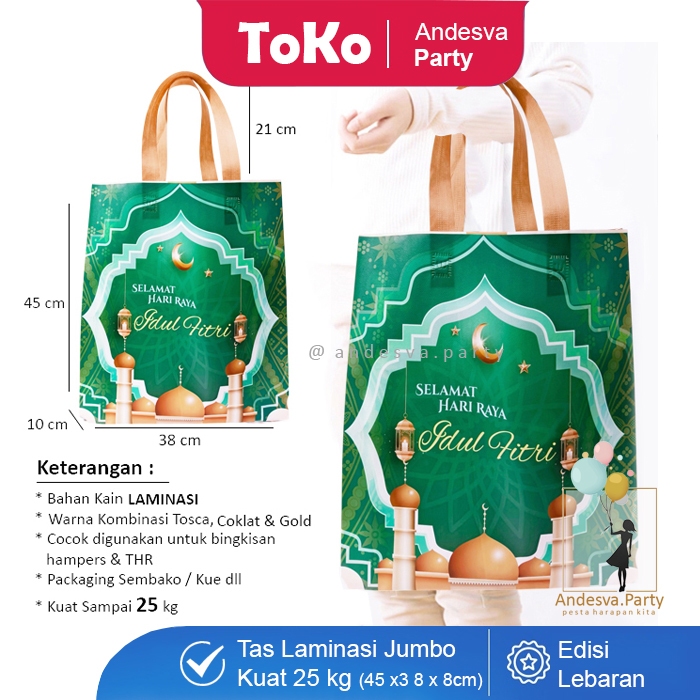 

(isi 12) Goodie bag lebaran laminasi elegant / kantong Idul Fitri Lebaran Ramadhan JUMBO