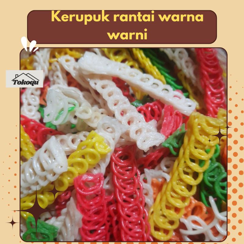 

Kerupuk Rantai Warna Warni Mentah - Kerupuk Seblak Mentah 1kg