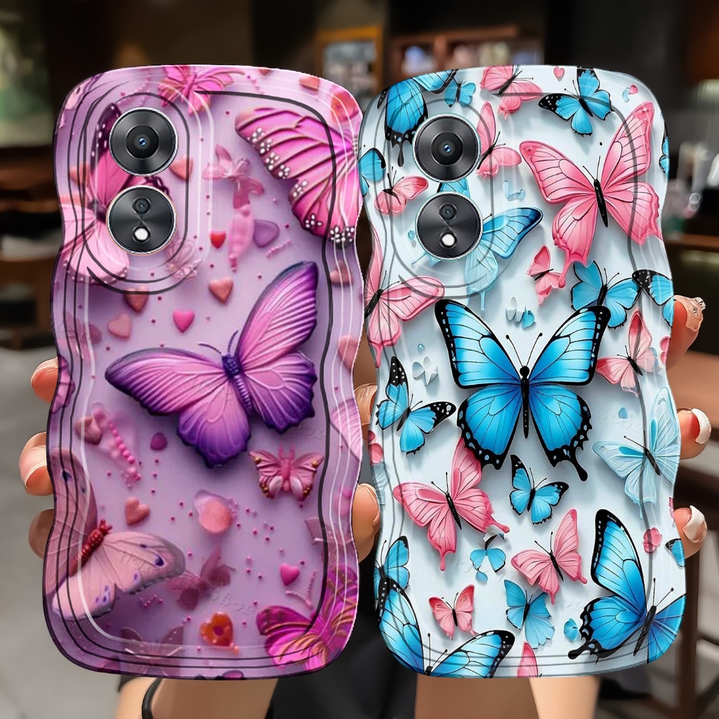 Case untuk type OPPO A18 A38 A17 A17K A584G A585G A784G A785G Softcase gelombang motif butterfly (JJ