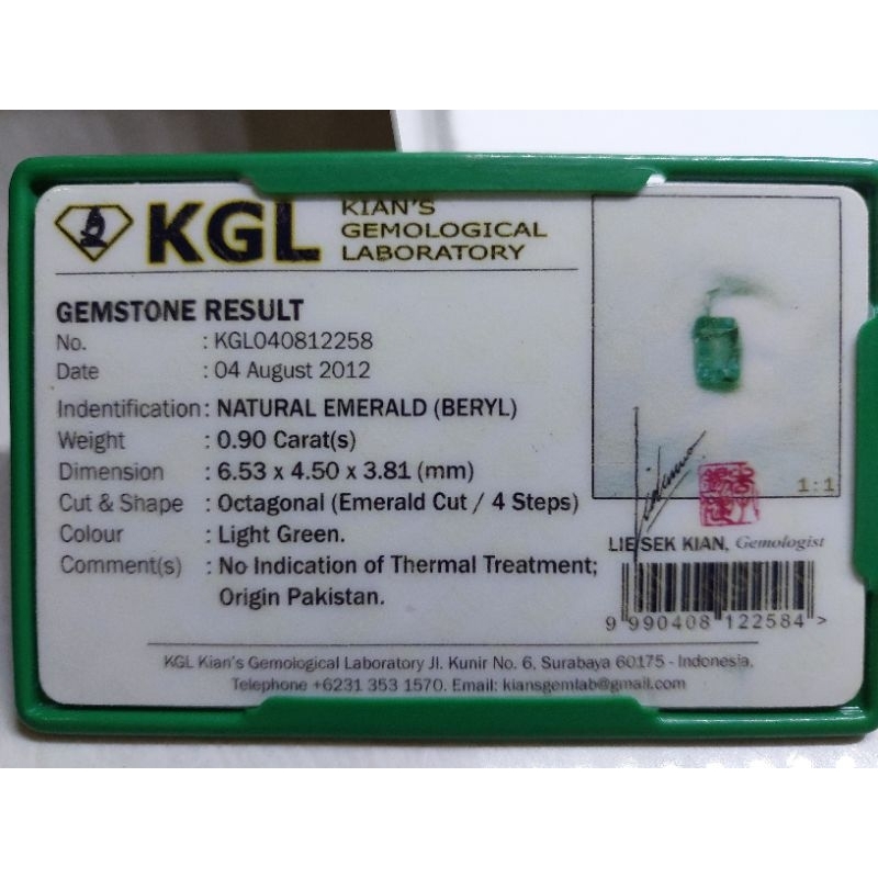 Natural Emerald Beryl KGL2258