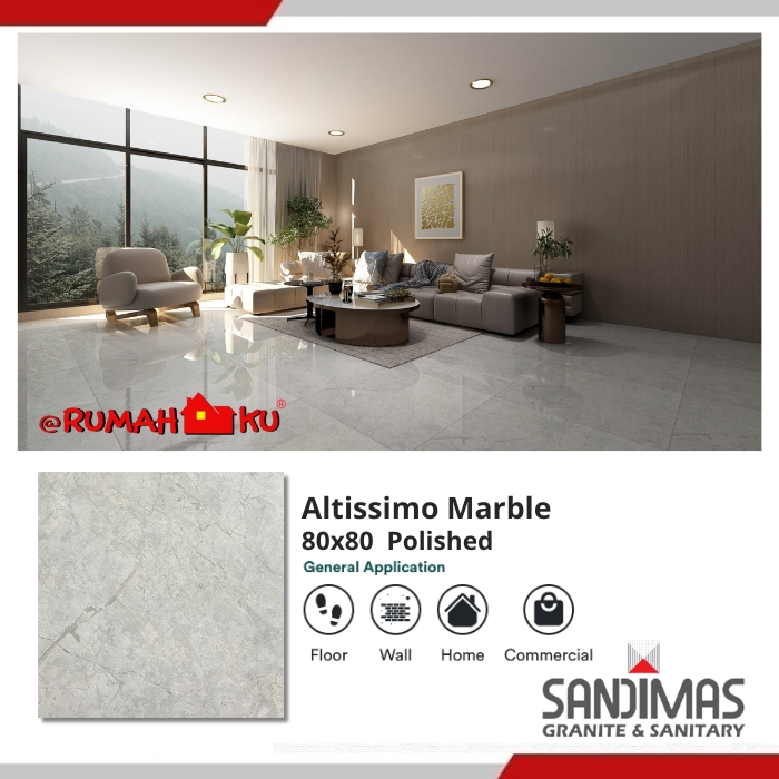 SANDIMAS LANTAI GRANIT ALTISSIMO MARBLE 80X80 1dus isi 3pcs =1,92m2 polished