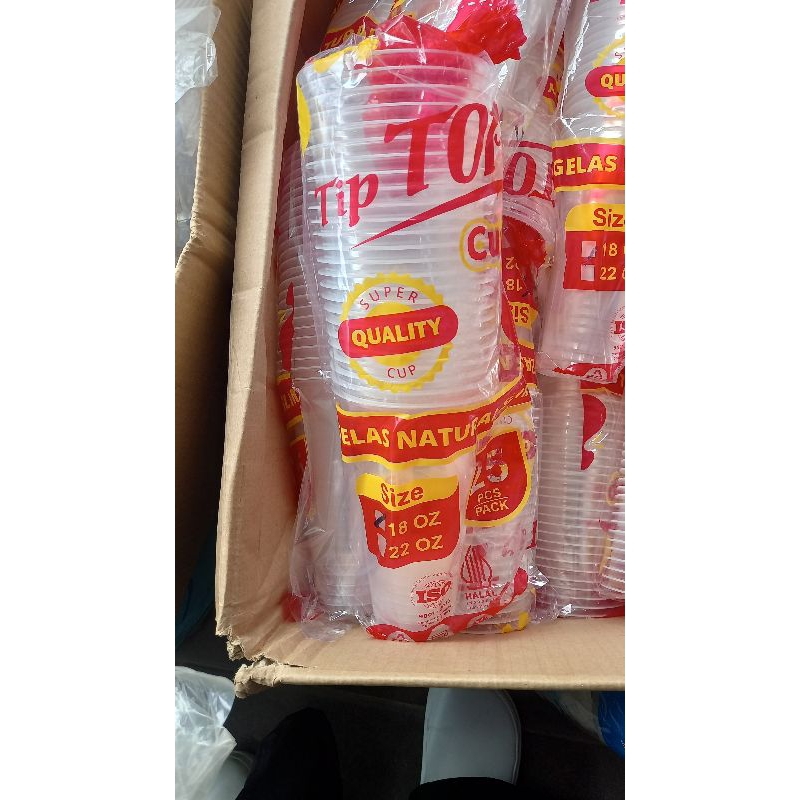 CUP GELAS PLASTIK 18OZ / GELAS PLASTIK 18OZ ISI 25PCS