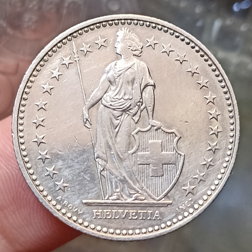 Koin Swiss 1 Franc Helvetia Standing Tahun 1993