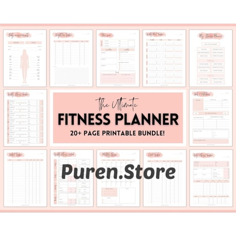 

Fitness Planner Bundle: Weight Loss Tracker, Workout Planner, Meal Planner, Habit Tracker – Digital!