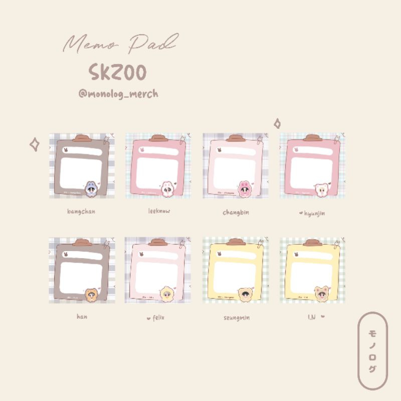 

memo pad 24 sheets straykids skzoo blanket