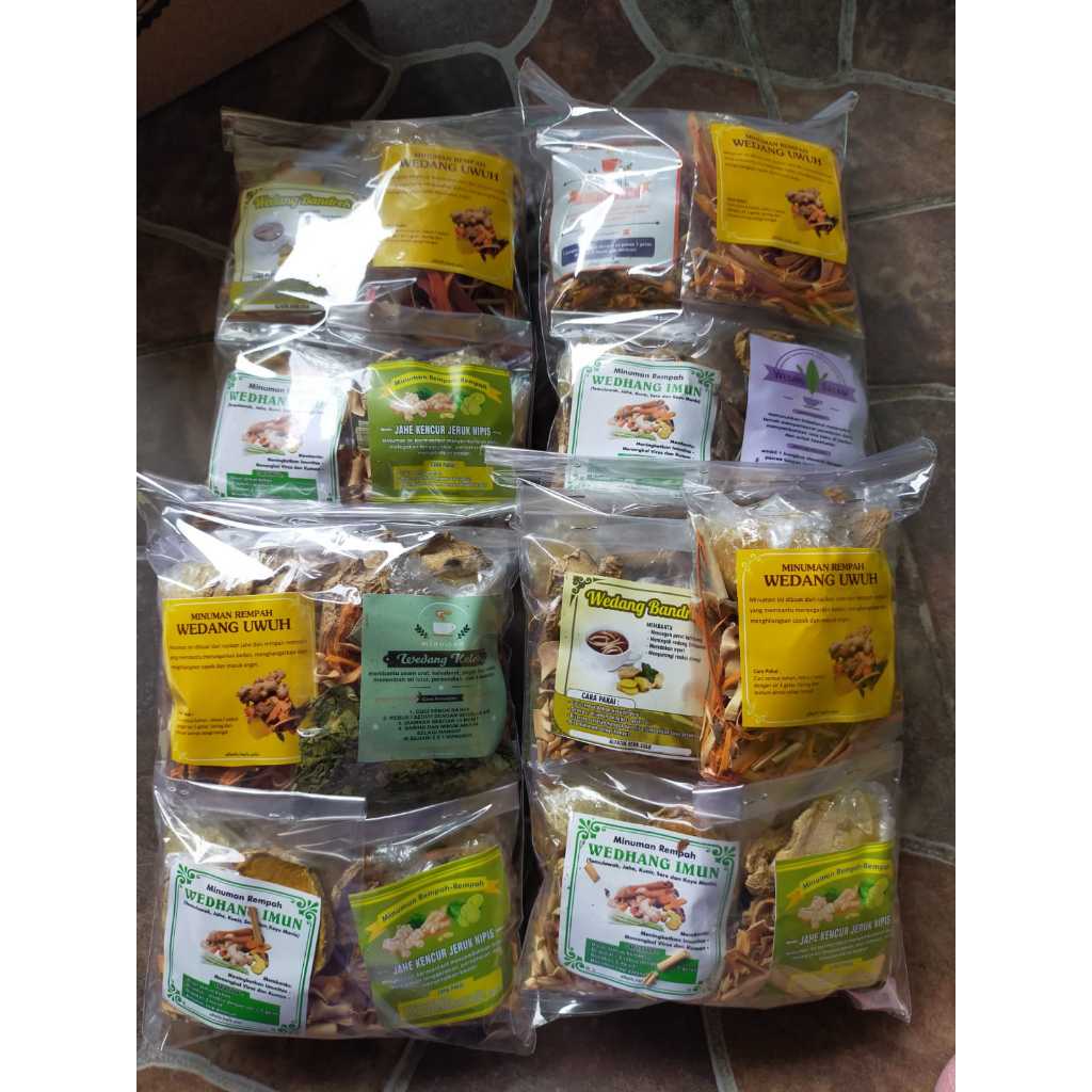

WEDANG HERBAL MINUMAN MIX, TIDAK BISA MEMILIH ISI YA. SESUAI DENGAN STOK YANG ADA, ISI 10 BUNGKUS