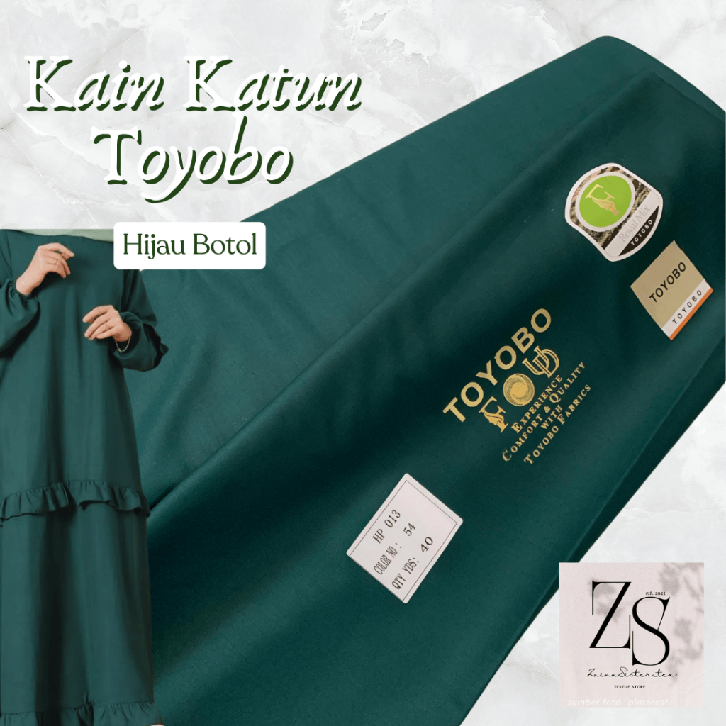 1/2 METER KAIN KATUN TOYOBO PREMIUM ROYAL MIX ORIGINAL RM WARNA DUSTY GREEN & HIJAU BOTOL