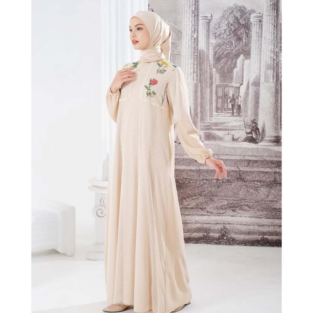 ZOYA Canna Khaki - Fashion Muslim Dress Gamis Muslim Wanita Wudhu Friendly Bahan Moss Crepe