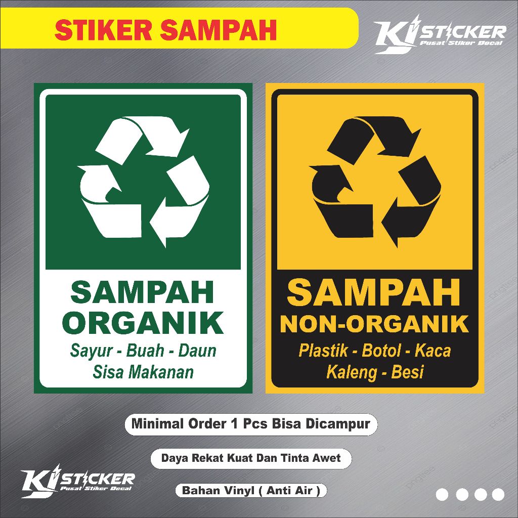 

KJ STIKER Promo Stiker Sampah Organik Non Organik / Stiker Limbah Organik Non Organik / Stiker Sampah Kering / Stiker Sampah Basah
