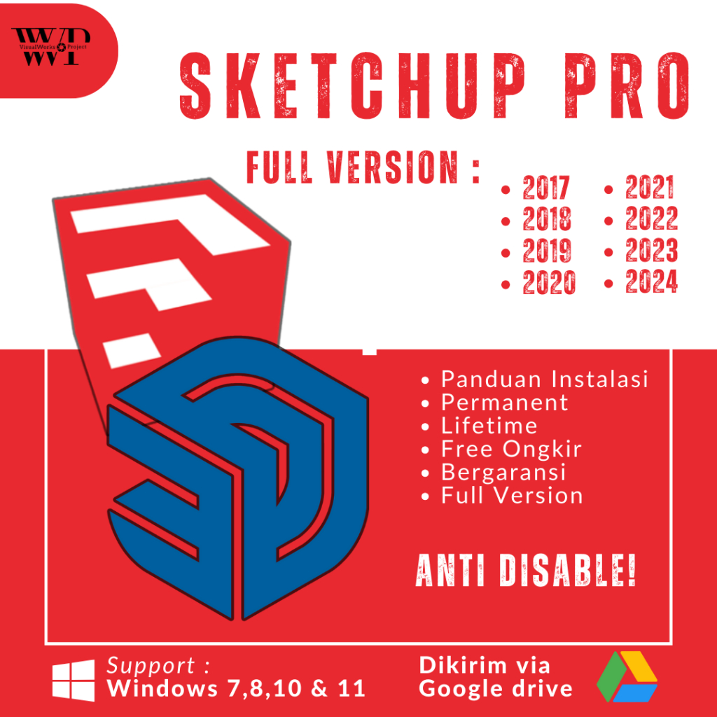 SketchUp Pro Versi Baru / Lama 2024, 2023, 2022, 2021, 2020, 2019, 2018, 2017 | Windows