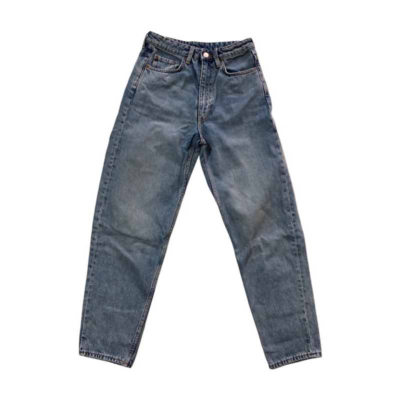 Weekday - Celana Panjang Jeans High Waist Biru Muda Mom Jeans