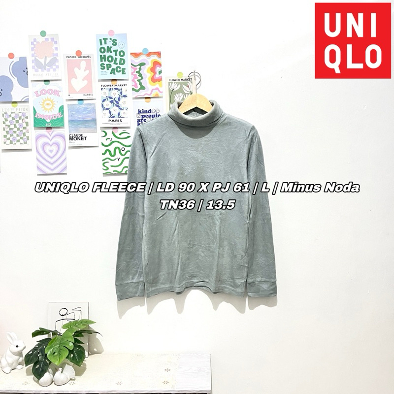 Uniqlo Fleece Long John Inner Thermal Turtleneck Size L Minus Noda TN36