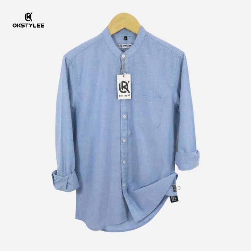 Kemeja Pria Kerah Shanghai Kemeja Panjang Kerah Koko Kemeja Casual Pria Kemeja OKSTYLEE