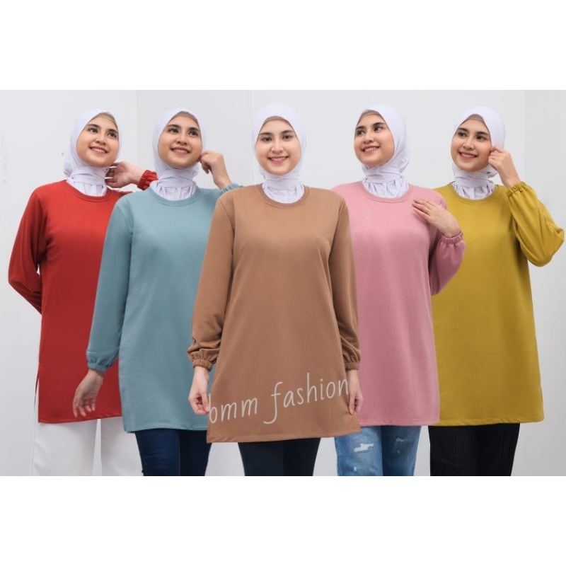 Tunik wanita dewasa lengan panjang karet /kaos tunik wanita POLOS