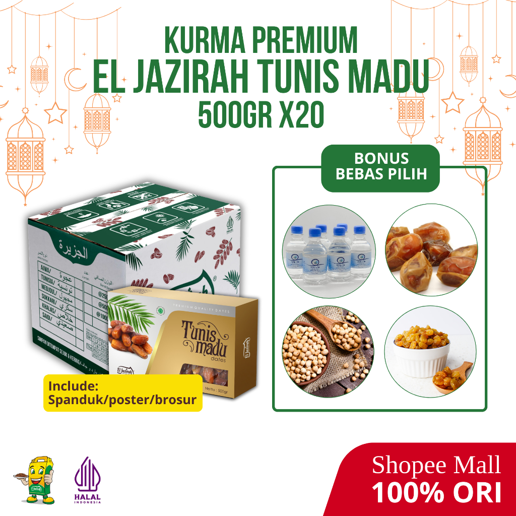 

El Jazirah Kurma Tunis Madu Dusan/ Kurma Grosir/ Kurma Segar/ Kurma Premium