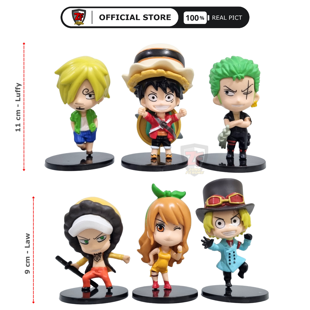 Action Figure One Piece Chibi Kru Mugiwara Set Pajangan One Piece Koleksi One Piece Mainan Toys