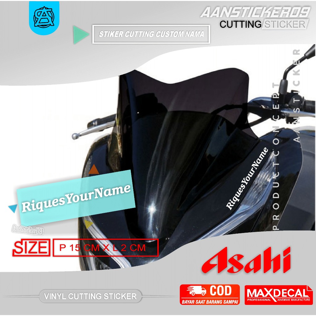 Stiker Custom Nama - Sticker Cutting  RIQUES Suka suka Nama Sendiri Nama Pacar Nama Sosmed