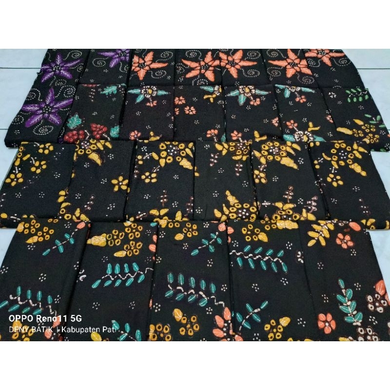 KAIN BATIK TULIS ASLI BAKARAN PATI BATIK HITAM COLET WARNA PREMIUM ( BUKAN SARUNG )