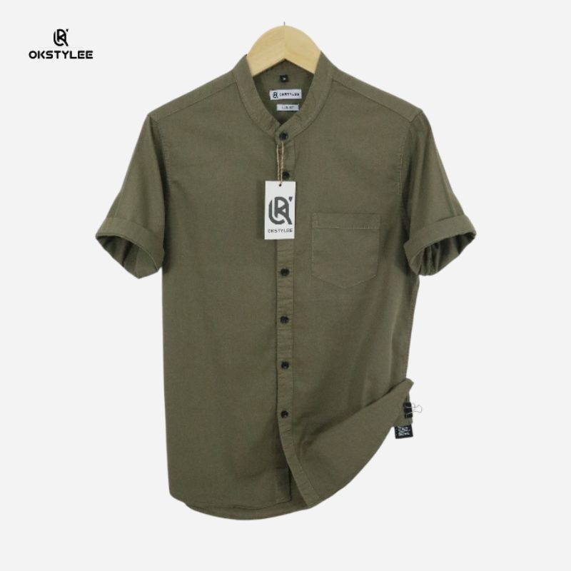 Kemeja Shanghai Pendek Kemeja Shanghai Pria Lengan Pendek Kemeja OKSTYLEE