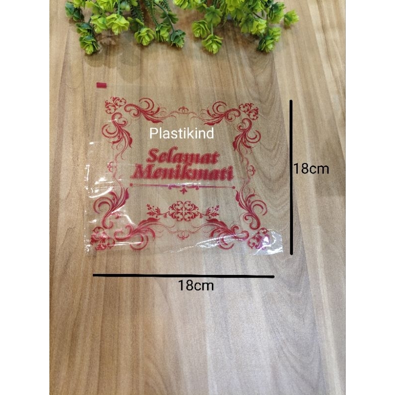 

samir Plastik selamat menikmati | ukuran 18cm x 18cm | 1 pack isi 50 lembar