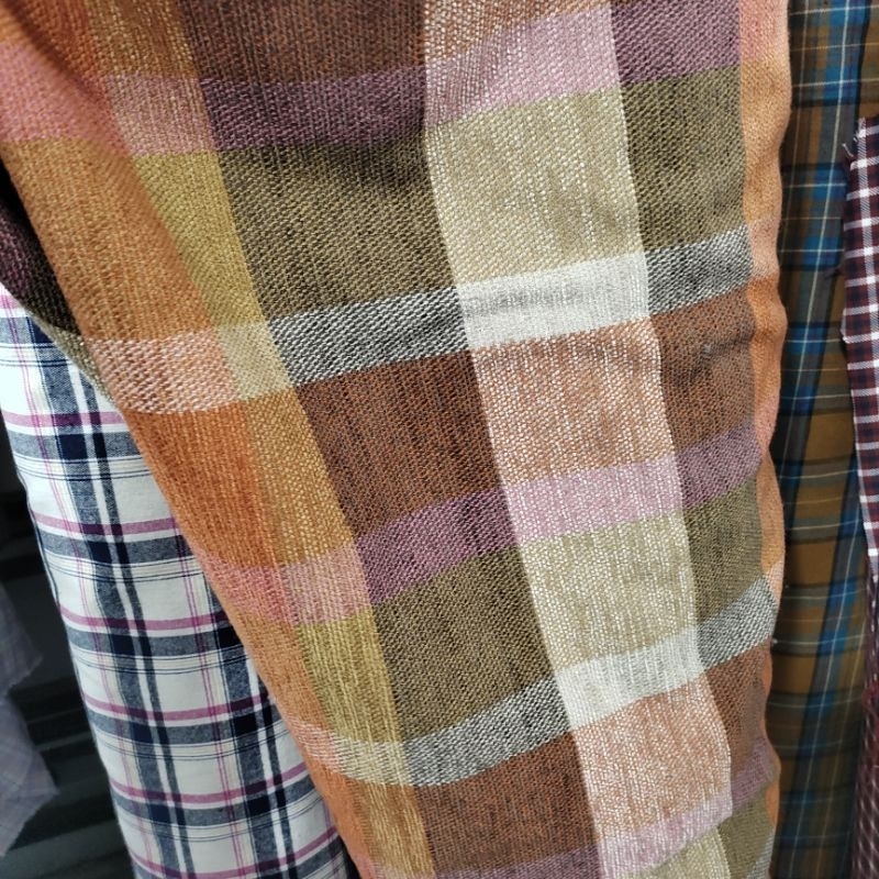 kain semiwoll premium - bahan semiwoll motif kotak - kotak - bahan untuk kemeja, Rok, Tunik
