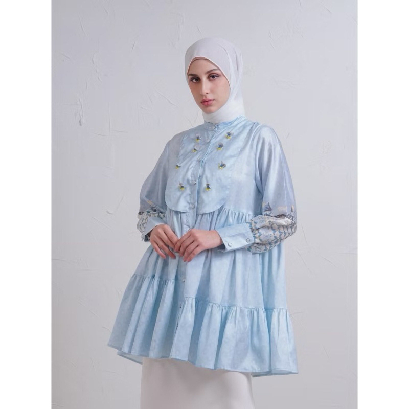 Atasan Tunik Wanita Marley Tunic Blue Aleza Label