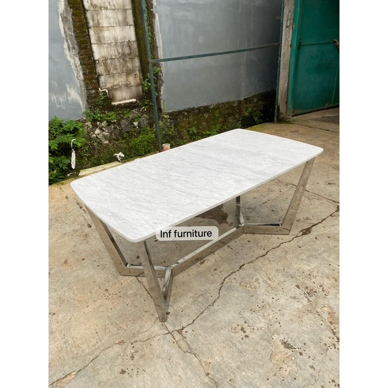 meja makan marmer asli meja makan stainless gold marmer asli