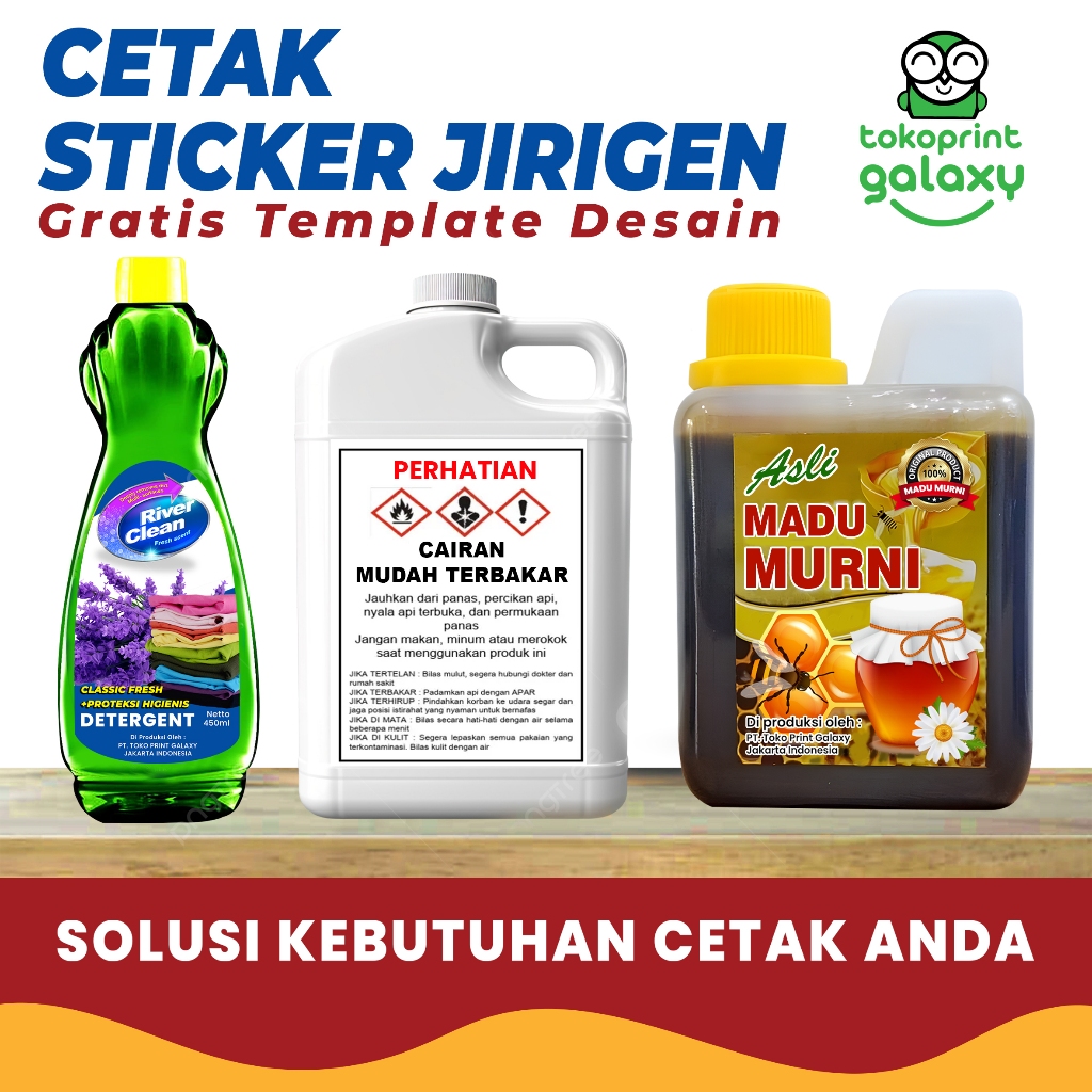 

Stiker Botol Sticker jirigen Stiker Label Kemasan
