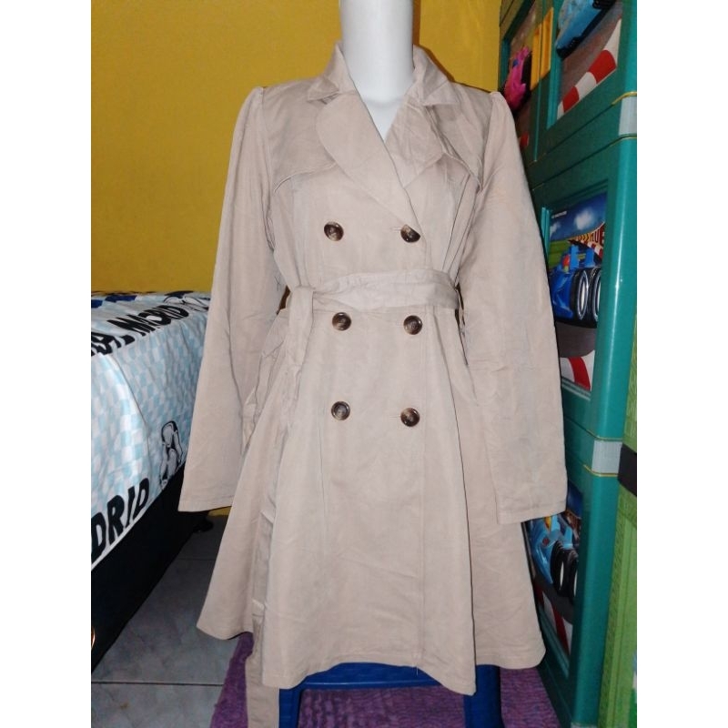 Coat earth music & ecology wrna coksu full puring kancing emboss bahu tangan ngebalon bawah megar sa