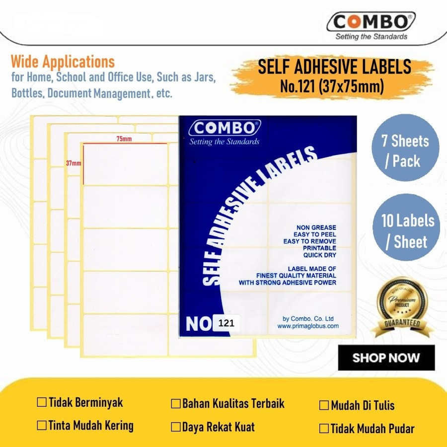 

Self Adhesive Labels Combo no.121 CBAL121