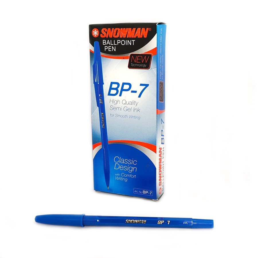 

(1 PAK ISI 12PCS)SNOWMAN BALLPOINT BP-7 BIRU