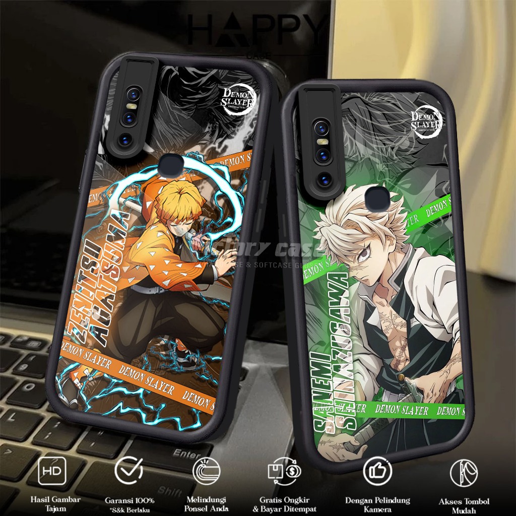 Case Hp Softcase glossy For VIVO V15 DEMON SLAYER silikon Glass Casing Handphone Premium