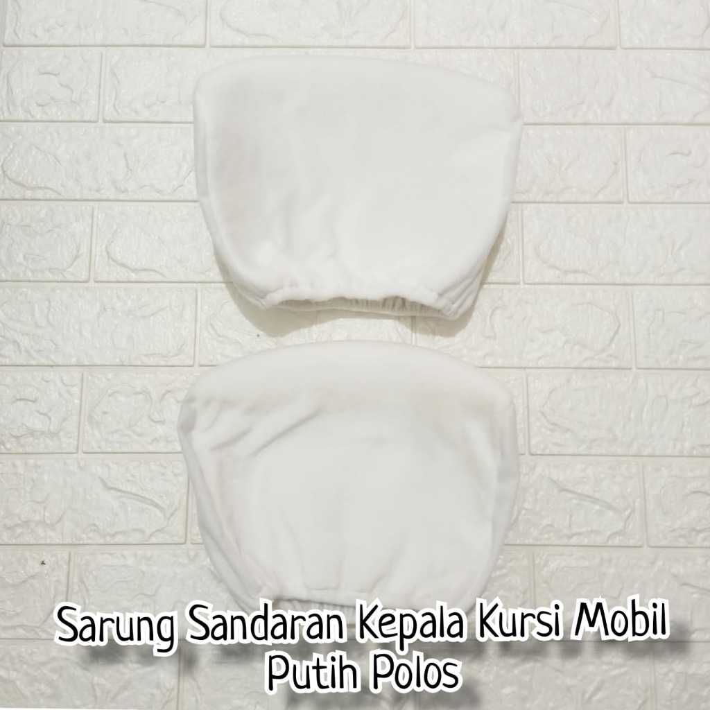 Bantal Mobil - Cover Sarung Sandaran Kepala Kursi Mobil Motif Putih Polos