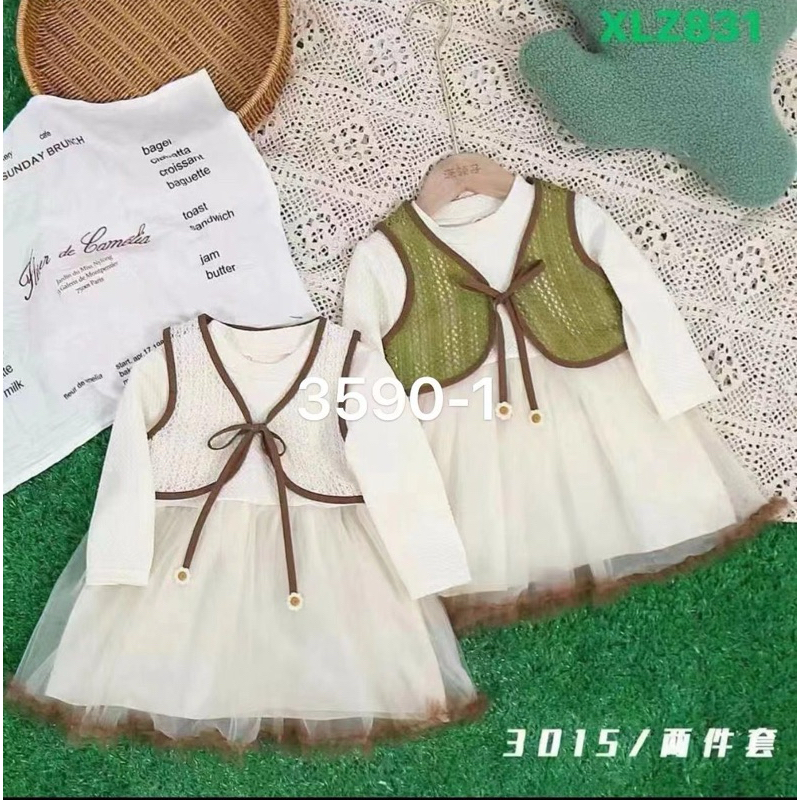 Dress Anak Lengan Panjang Kekinian / Dres Korea anak/ Dress import