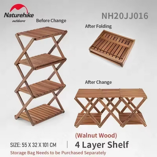 RAK MEJA LIPAT KAYU 3-4 TINGKAT NATUREHIKE NH20JJ016 - RAK MEJA CAMPING