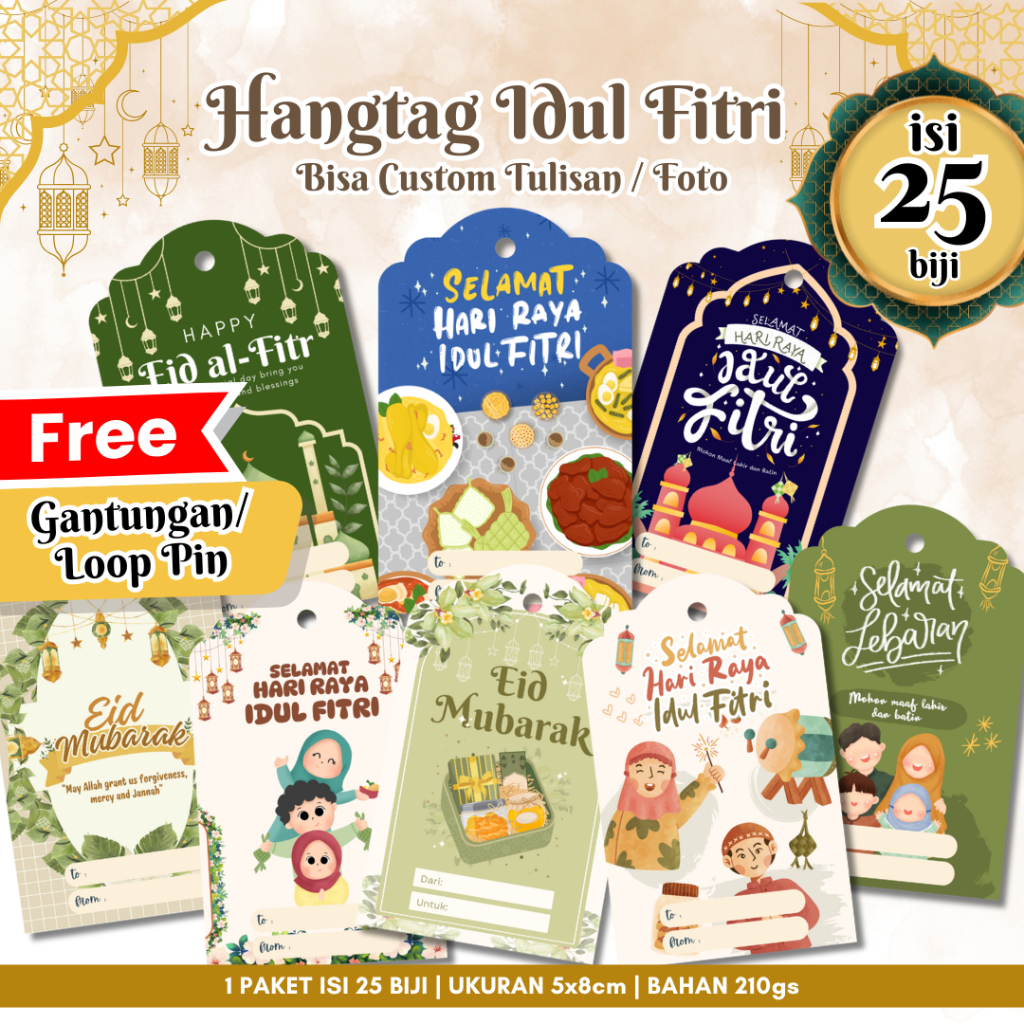 

Hangtag Lebaran | Label Idul Fitri | Isi 25 | Bisa Custom Foto & Tulisan
