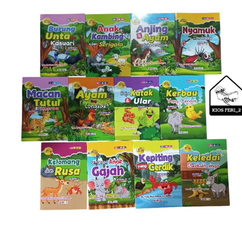 BUKU PAKET ISI 12 CERITA ANAK DAN DONGENG  BURUNG UNTA KASUARI ANAK KAMBING SERIGALA ANJING AYAM NYA