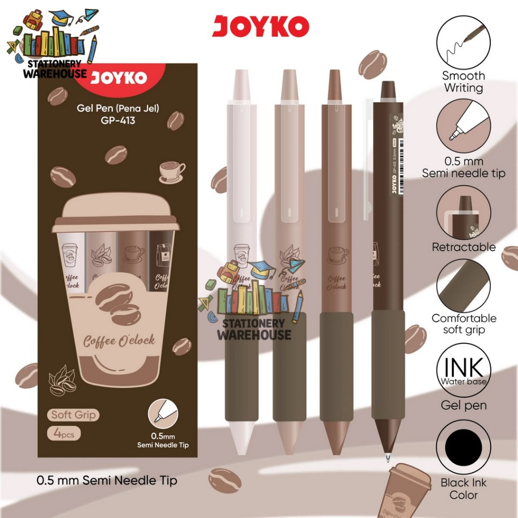 

Gel Pen Pulpen Pena Joyko GP-413 Coffee O'clock 0.5 mm