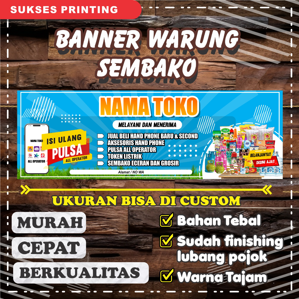 Spanduk / Banner Toko Kelontong / Sembako - UKURAN CUSTOM