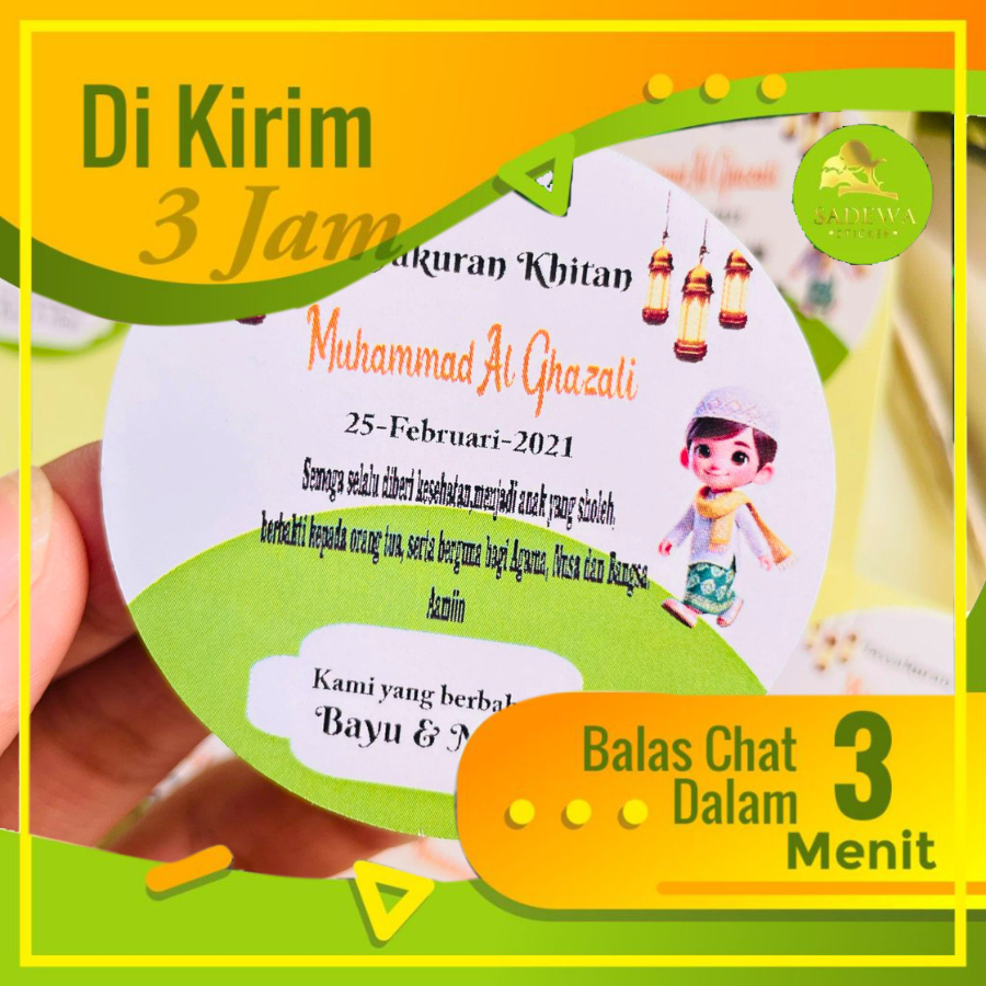 

7-11 Stiker Tasyakuran Walimatul Khitan Bulat Custom dan ada free desain sticker chromo sadewa