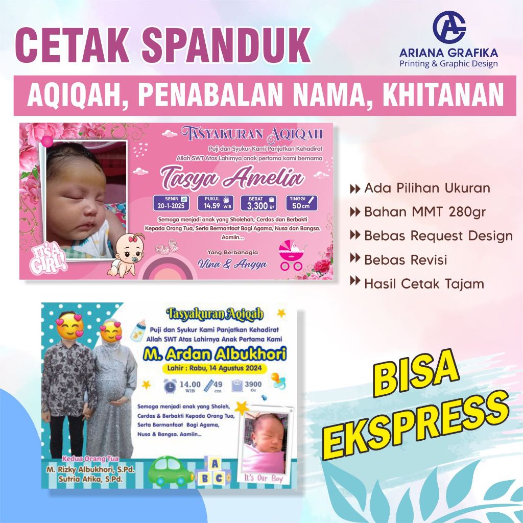 Spanduk/Banner/Backdrop Aqiqah & Biodata Bayi