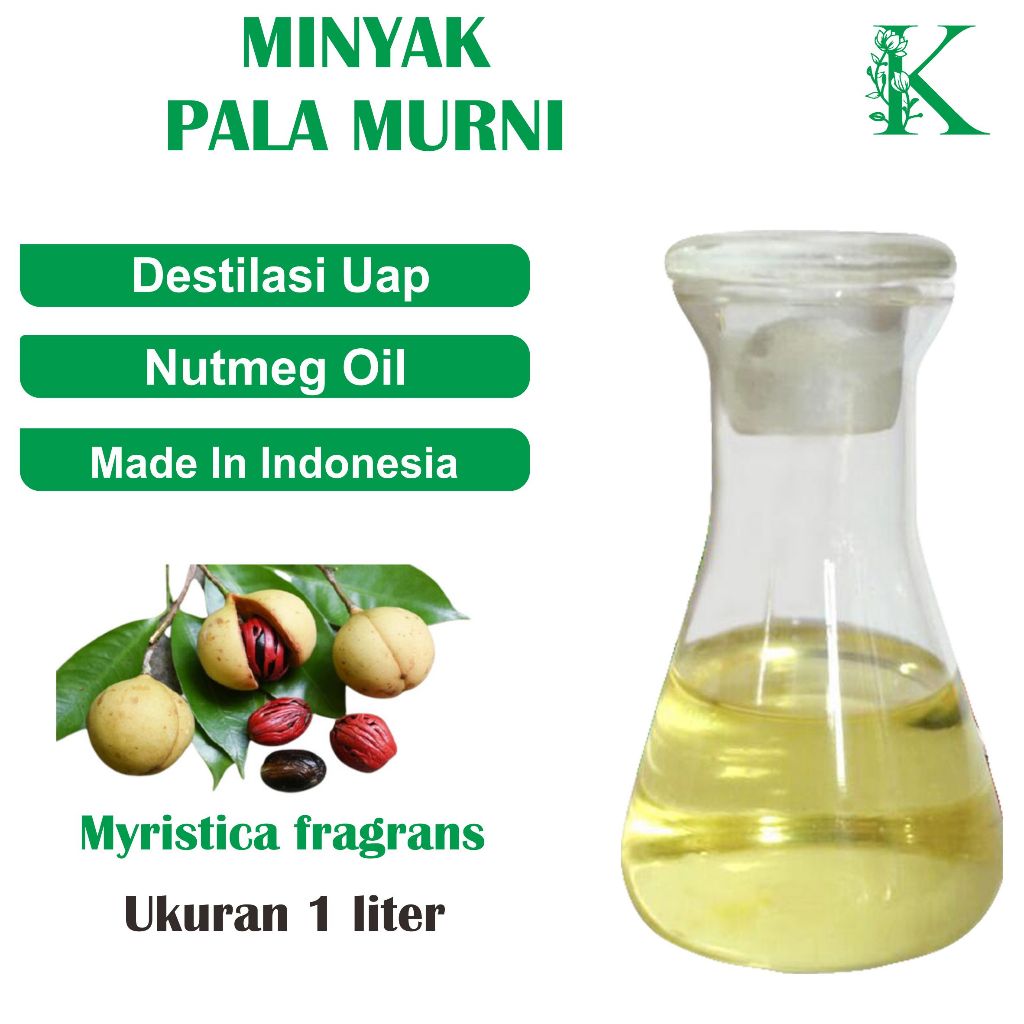 1LITER minyak pala biji murni asli tanpa campuran nutmeg oil minyak atsiri 1L 1 ltr essential