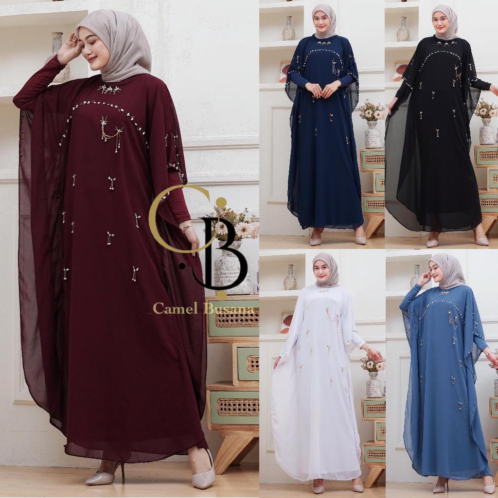 Caftan INARA ( FREE MANSET ) CamelBatikPekalongan Gamis Muslim Gamis Mewah Caftan Elegan Lebaran Idu