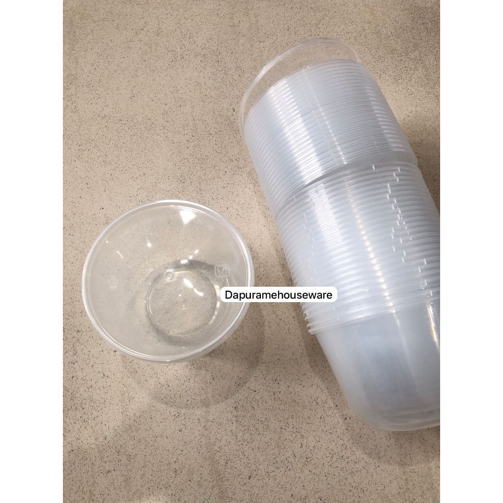 THIN WALL CONTAINER / WADAH - BULAT PLASTIK + TUTUP / DM 500ML RB